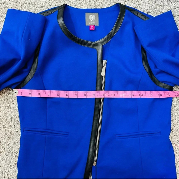 VINCE CAMUTO Emperor Blue Rough & Refined Vegan Leather Blazer Jacket Petite 6 - Picture 9 of 10